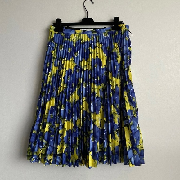 Balenciaga Floral pleated Blue and Yellow Women's Skirt 36 - Picture 1 of 10